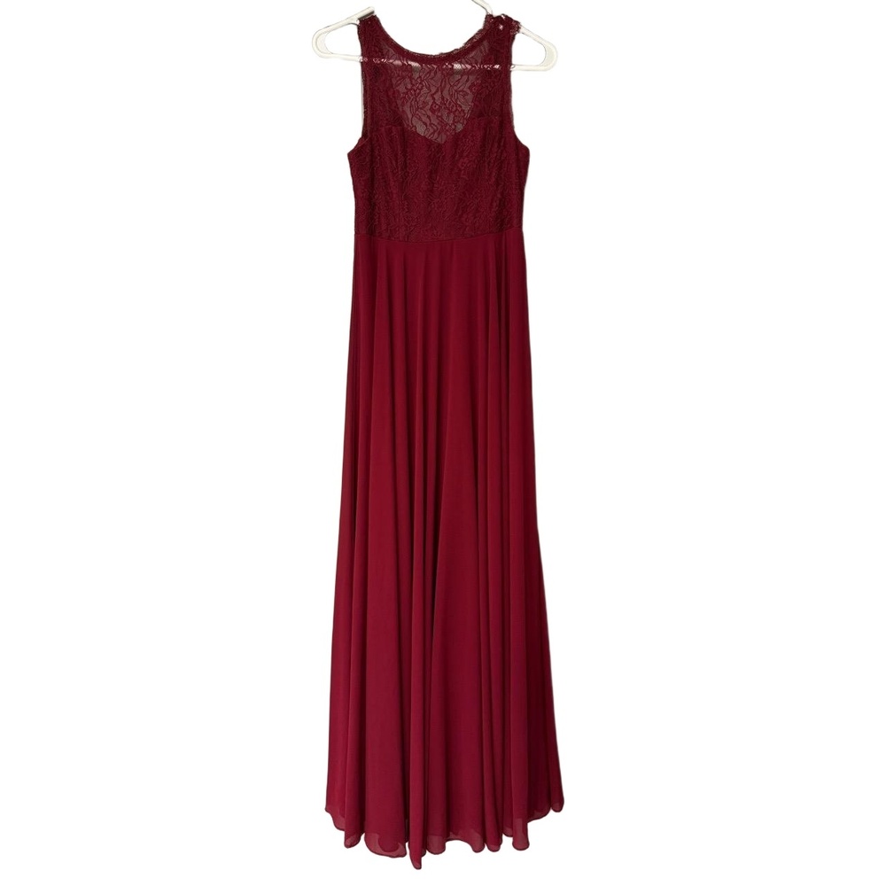Lulus Maxi Dress Womens Size Small Burgundy Red Formal Lace Prom Wedding